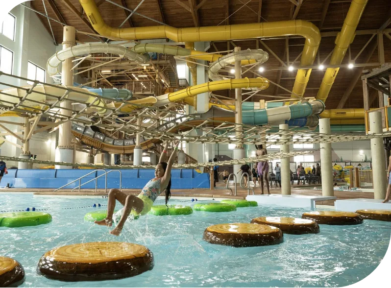 The Great Wolf Lodge indoor waterpark during a PR event hosted by an experiential and public relations agency in Chicago.