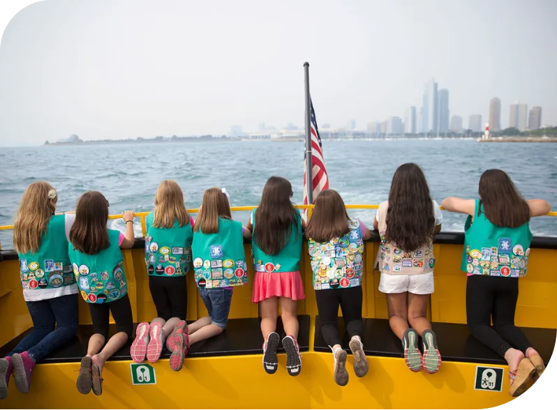 A Girl Scouts troop near Lake Michigan in Chicago featured in a consumer PR agency Chicago campaign.