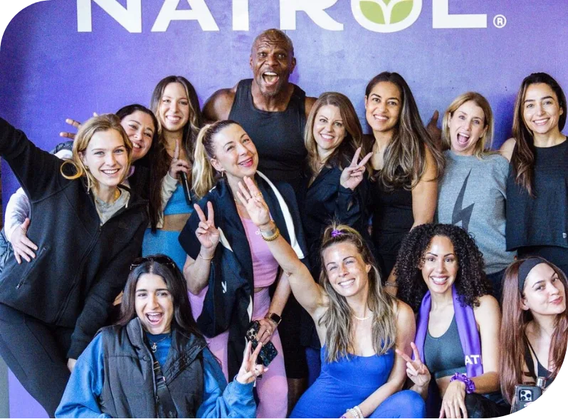 Terry Crews promoting Natrol at Barry’s Fitness for a campaign managed by an influencer agency in Chicago.