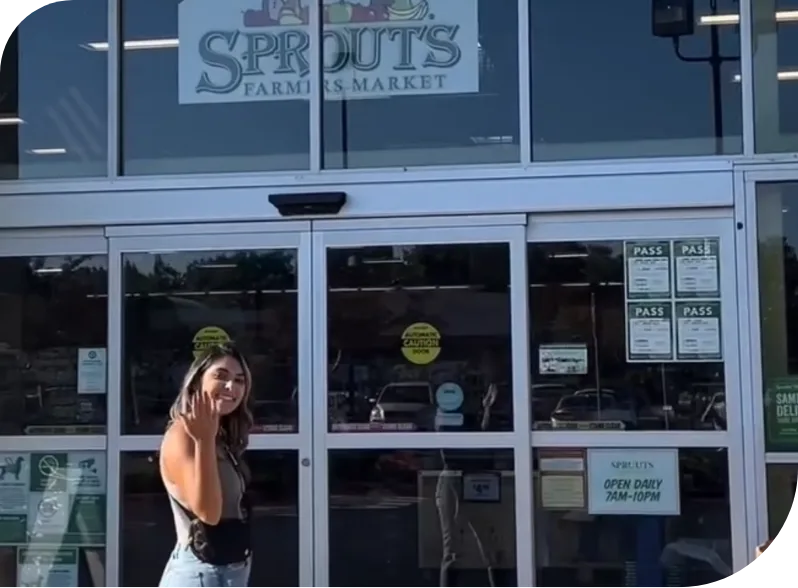 A retail display of ZENB 100% yellow protein pasta in Sprouts for a retail influencer marketing campaign.